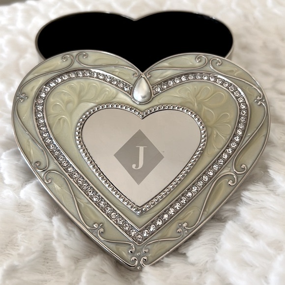 Things Remembered Initial J Jewelry Box Silver Regal Elegance Heart Keepsake Box - Picture 1 of 9
